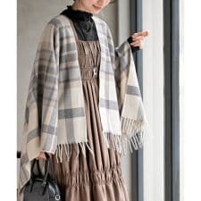 アール・ピー・エス(r.p.s)のチェック大判ストールポンチョ