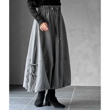 アール・ピー・エス(r.p.s)のピーチ起毛サイドリボンバルーンスカート