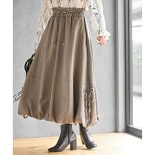 アール・ピー・エス(r.p.s)のピーチ起毛サイドリボンバルーンスカート