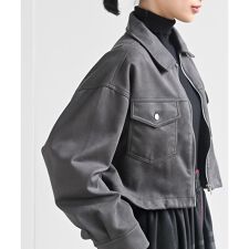 スエードポンチジップショートジャケット