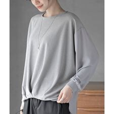 ネックレス付き異素材切替裾タックプルオーバー