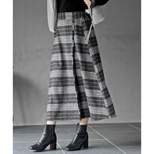 アール・ピー・エス(r.p.s)のチェックツイードフリンジスカート