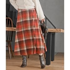アール・ピー・エス(r.p.s)のチェックツイードフリンジスカート