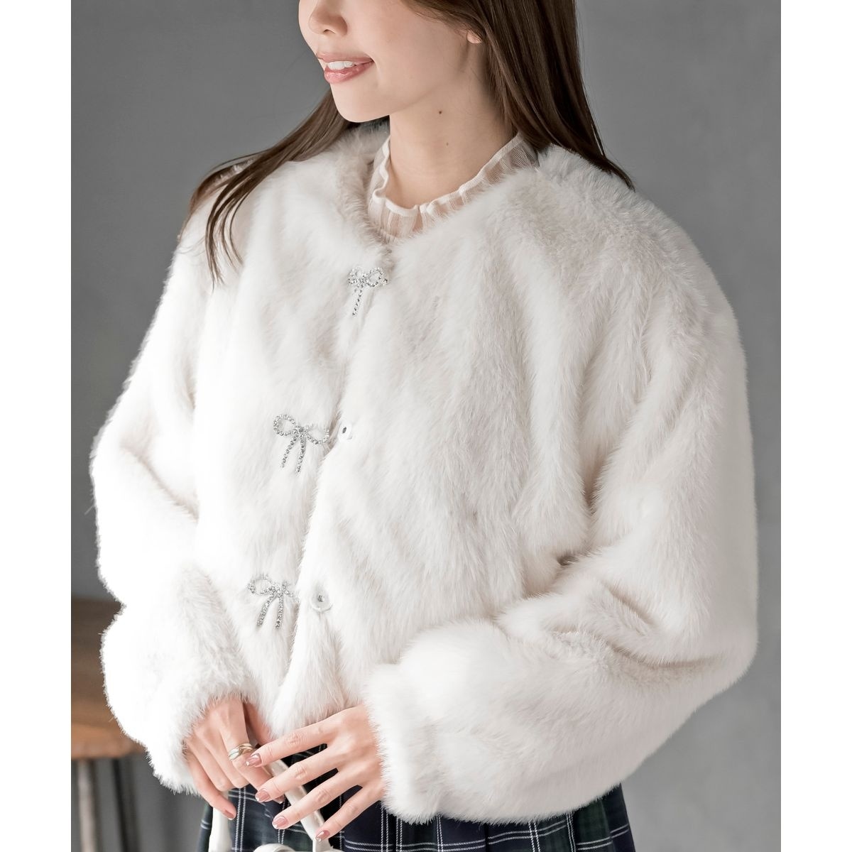 リボン釦フェイクファージャケット | アール・ピー・エス(r.p.s