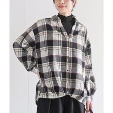 アール・ピー・エス(r.p.s)のBACKレースアップ裾タック起毛チェックブラウス