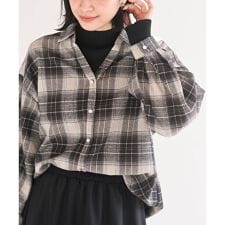 アール・ピー・エス(r.p.s)のBACKレースアップ裾タック起毛チェックブラウス