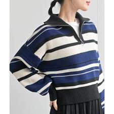 ハーフZIPニットプルオーバー