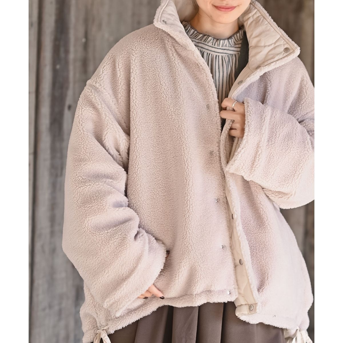 ≪2024AW新作≫レディース 2wayボア×キルティングリバーシブル