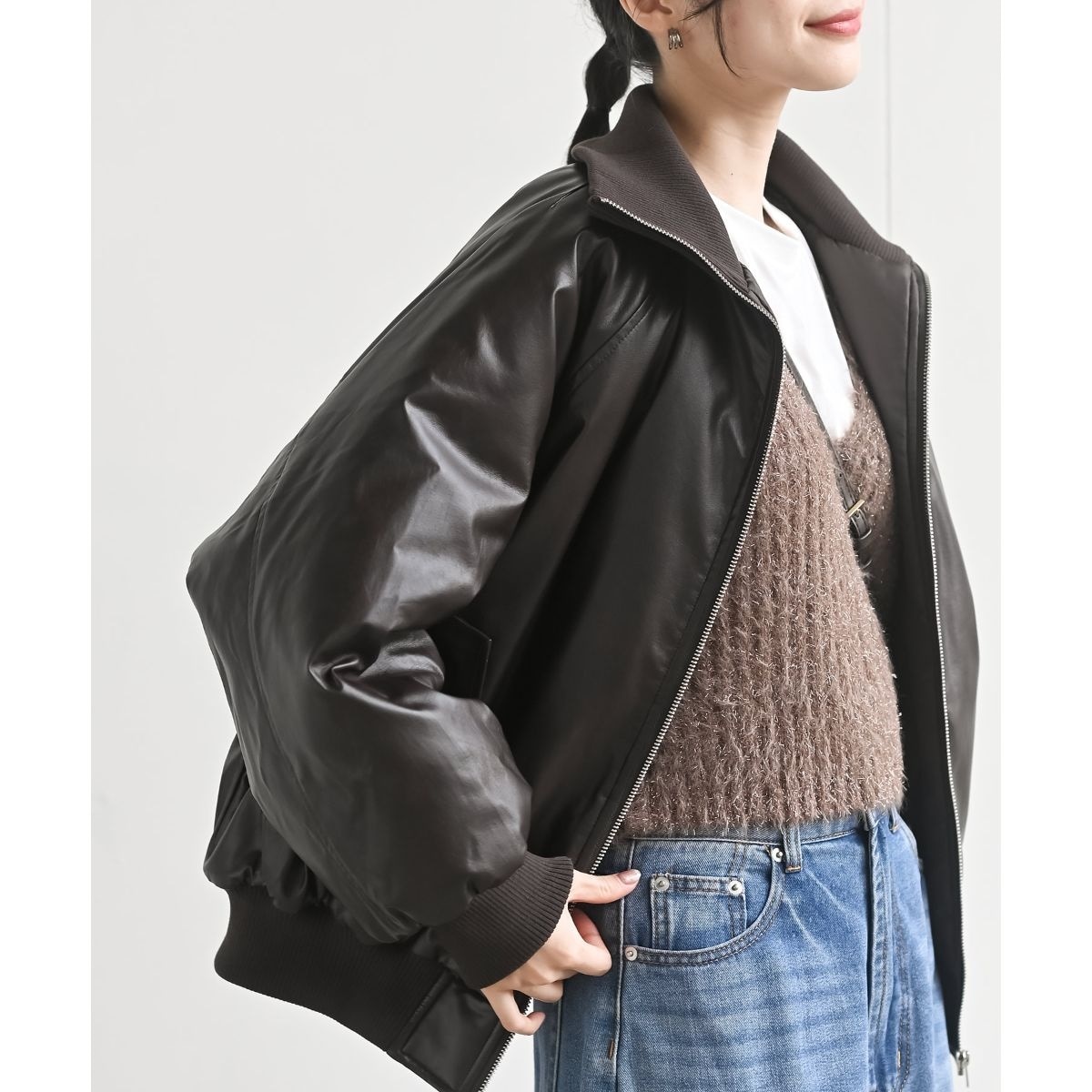 【即完売】AZUL BY MOUSSY アズールバイマウジー　革ジャン　裏ボア フェイクレザージャケット | アズールバイマウジー(AZUL BY