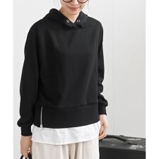 裏毛×布帛レイヤー風パーカー