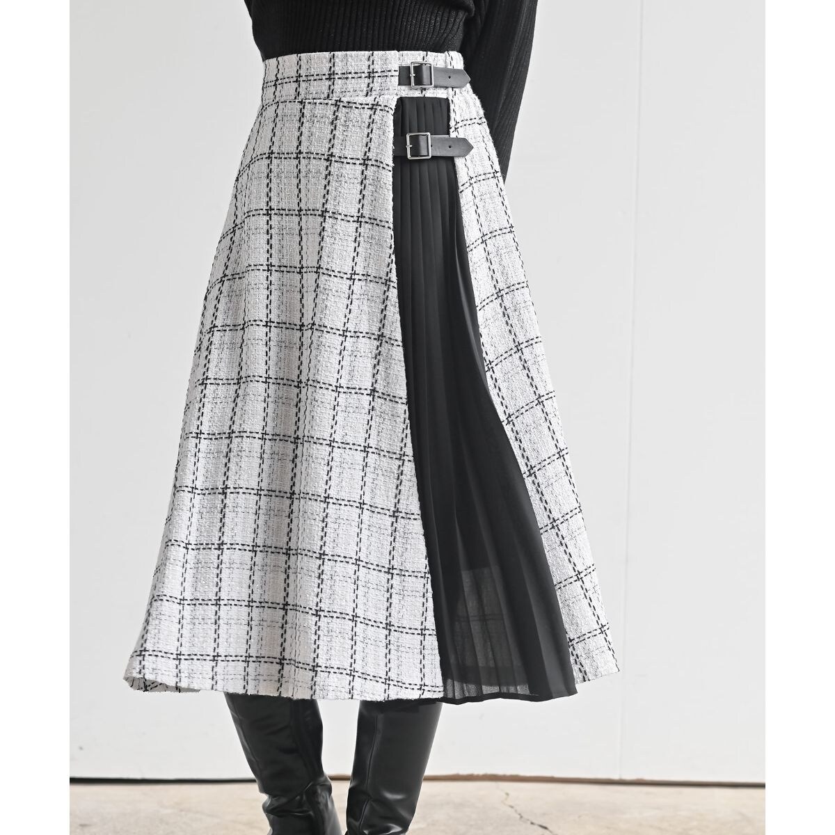 WALDO】ジャガード柄ウエストリブフレアスカート | ニコルホワイト