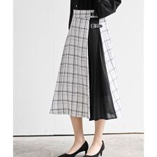 アール・ピー・エス(r.p.s)のツィードチェック×プリーツ切替スカート