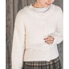 アール・ピー・エス(r.p.s)のモールフェザークルーネックカーディガン