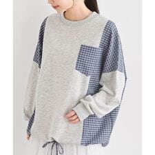 TC裏毛布帛切替プルオーバー