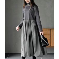 異素材切替バルーンワンピース