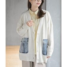 デニムポケットVネックニットカーディガン