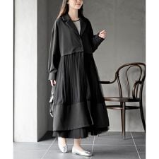 チュール切替コートワンピース
