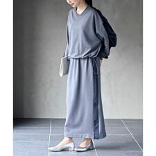 布帛切替裏毛プルオーバー×スカートセットアップ