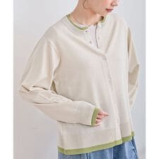 配色レイヤード風ニットカーディガン