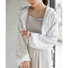 レース透かし編みパーカー