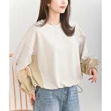 配色裾ドロストプルオーバー