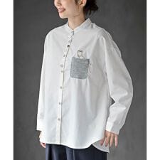 カワウソ多釦バンドカラーワイドシャツ