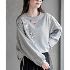 気球キャット刺繍ミニ裏毛プルオーバー