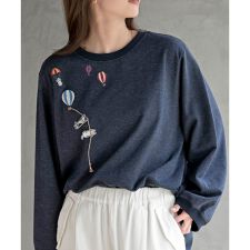 気球キャット刺繍ミニ裏毛プルオーバー