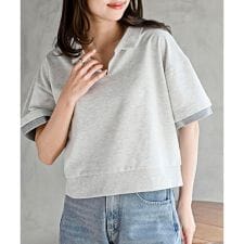 リブ使いミニ裏毛配色プルオーバー