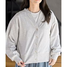 ミニ裏毛Vネックカーディガン