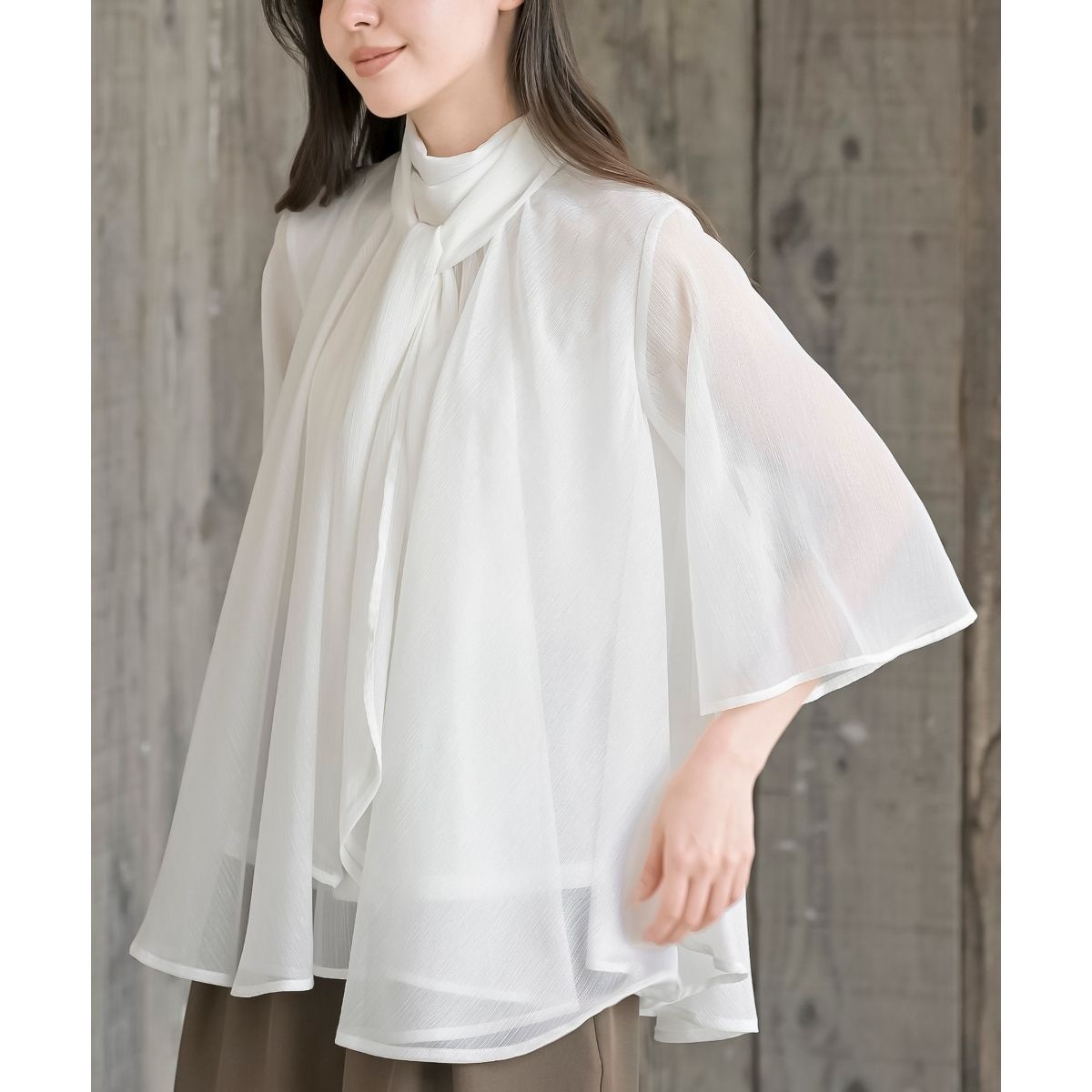 ☆rinrinparts再開延期さま専用☆アーバンリサーチ楊柳シフォンブラウス シフォン楊柳バックリボンフレアー袖ブラウス | アール・ピー・エス