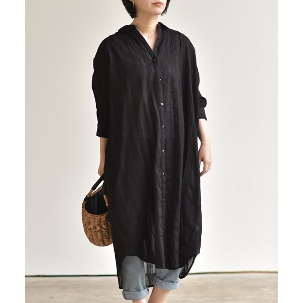 シースルー ブラック シャツワンピース AULALEE シースルーブラック