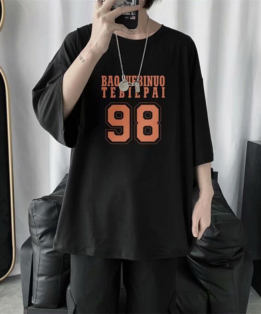 【新品・未開封】 M8onFleek ビックシルエットTシャツ(ベージュ) セール】7分袖ビッグシルエットプリントTシャツ（Tシャツ