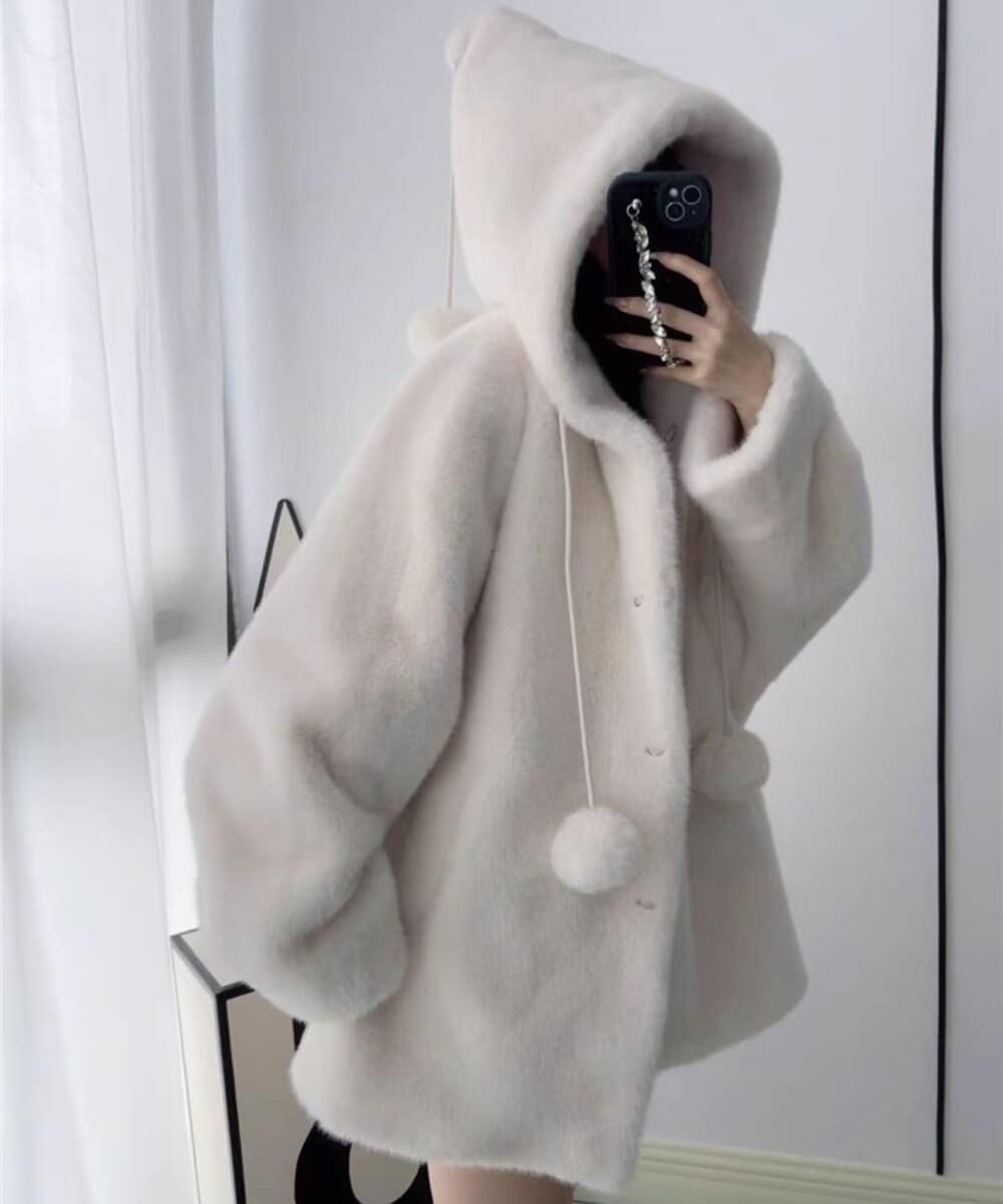 ニュージェントルマン（NEW GENTLEMAN）/ラブリー ボンボン付き ビッグフードコート ラブリー ボンボン付き ビッグフードコート | ニュージェントルマン