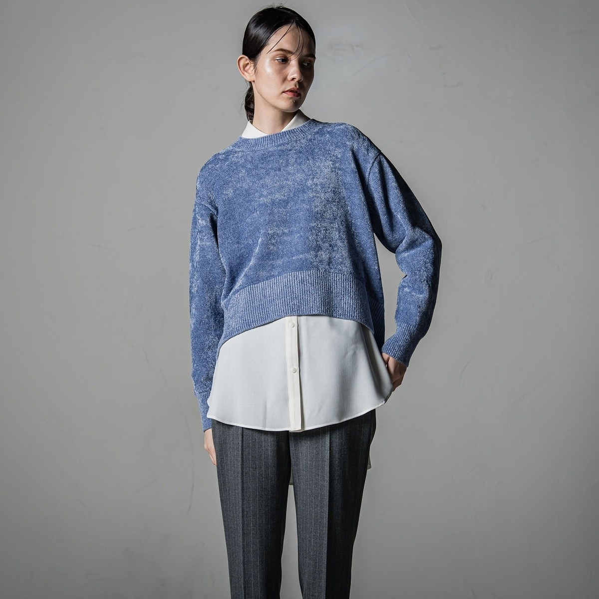 ラエフ（la．f．．．）/【大きいサイズ】華やかショート丈フェザーニット 大きいサイズ】華やかショート丈フェザーニット | ラエフ(la.f