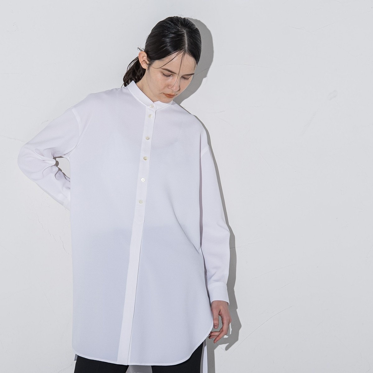 ラエフ（la．f．．．）/【大きいサイズ】ドライサッカーチュニックシャツブラウス≪洗濯機で洗える≫ 大きいサイズ】ドライサッカーチュニックシャツブラウス≪洗濯機で