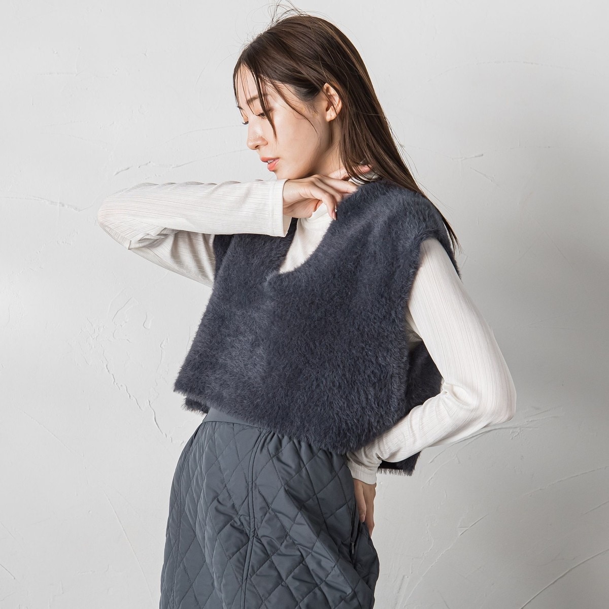 2024AW 美品　ラエフ　ドライギャバストレッチジレ　黒　size2S ベスト/ジレの商品一覧|レディースファッション通販のJ Lounge