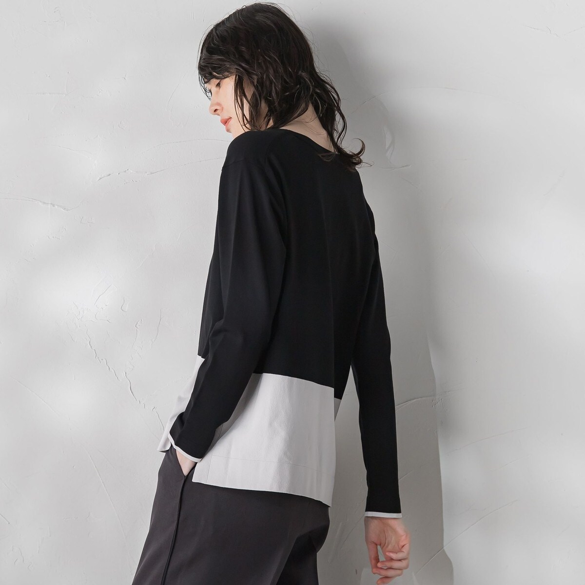 大きいサイズ】配色ブロッキングニット≪手洗い可能≫ | ラエフ(la.f