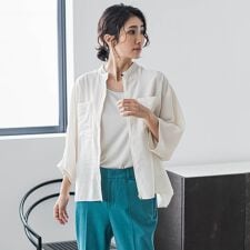 【大きいサイズ】シアーバンブーブラウス≪洗濯機で洗える≫