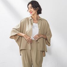 【大きいサイズ】キレリシャツブラウス≪洗濯機で洗える≫