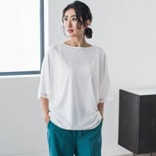 【大きいサイズ】トリコットシフォンカットソー≪洗濯機で洗える≫