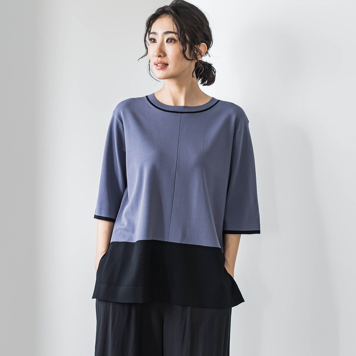 大きいサイズ】Tシャツ風ニットプルオーバー≪手洗い可能≫ | ラエフ