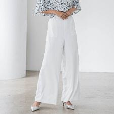 【大きいサイズ】パッチポケットワイドパンツ≪洗濯機で洗える≫