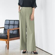 【大きいサイズ】パッチポケットワイドパンツ≪洗濯機で洗える≫