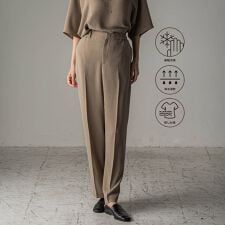 【大きいサイズ】【旅楽シリーズ/極】メランジツイルストレートパンツ≪洗濯機で洗える≫