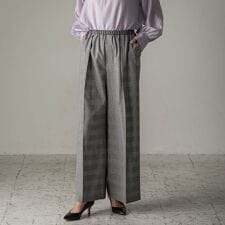 【大きいサイズ】グレンチェックパンツ≪洗濯機で洗える≫