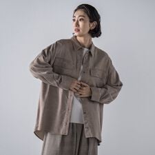 【大きいサイズ】モダールデニムシャツ≪洗濯機で洗える≫