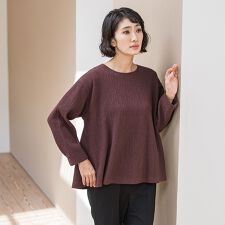 【大きいサイズ】ツブツブジョーゼットカットソー≪洗濯機で洗える≫