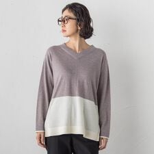 【大きいサイズ】ファインウールVネックニット