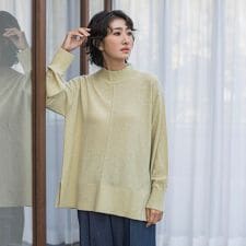 【大きいサイズ/新色追加】ファインウールハイネックニット